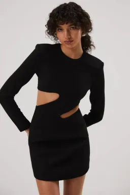 Misha Cosette Bonded Crepe Mini Dress Black Size 6  for rent on The Volte - image 2