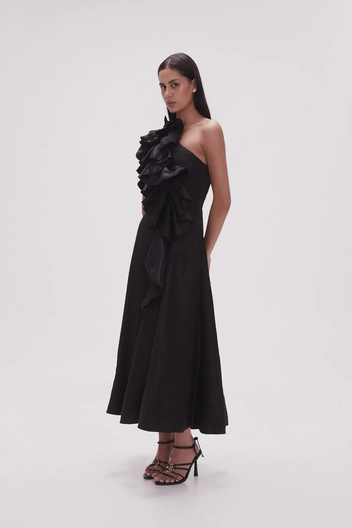 Aje Adelia Ruffle Midi Dress Black Size 10 - Image 2