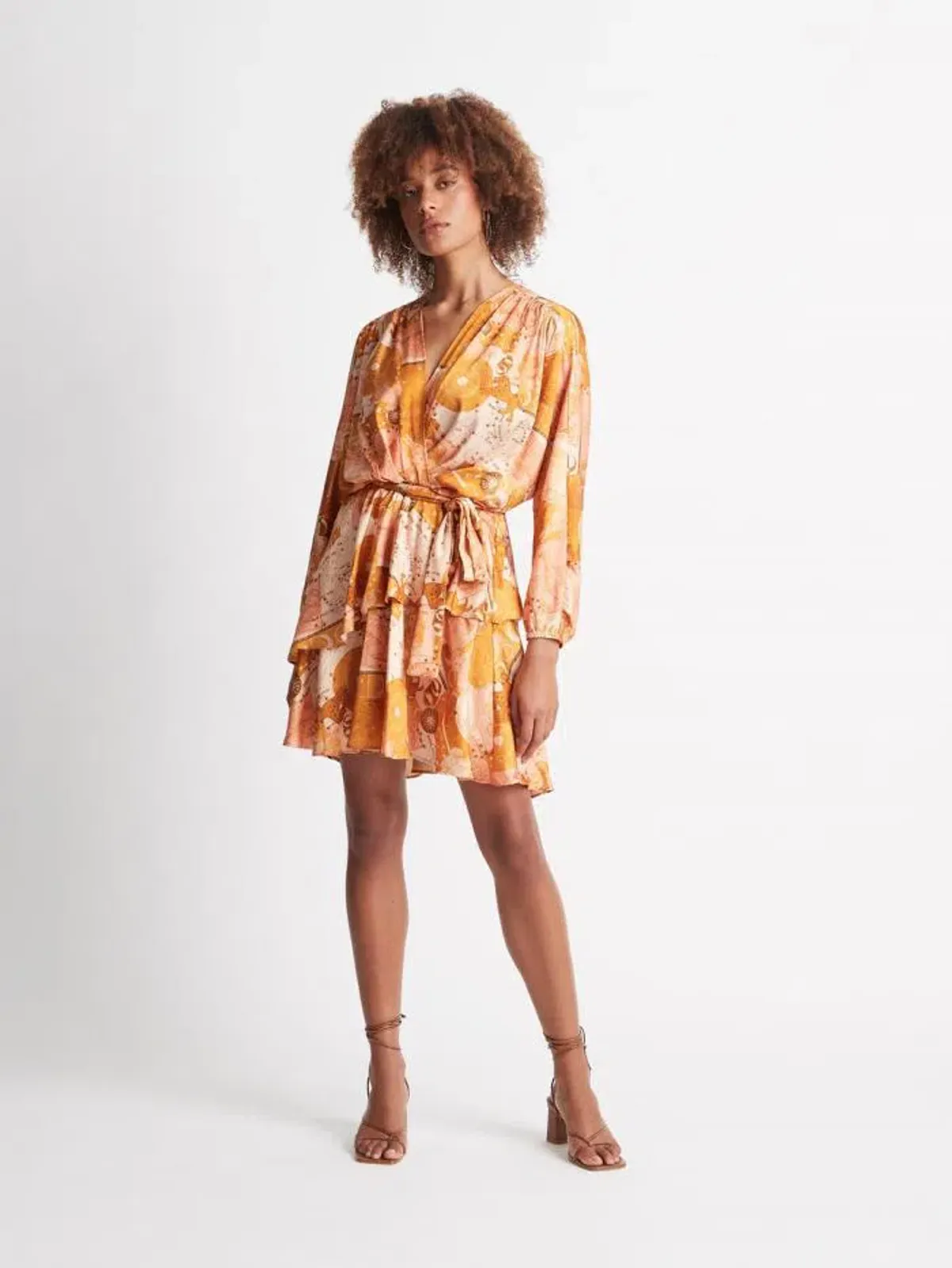 Sheike Tarot Mini Dress Orange Print Size 12 - Image 1