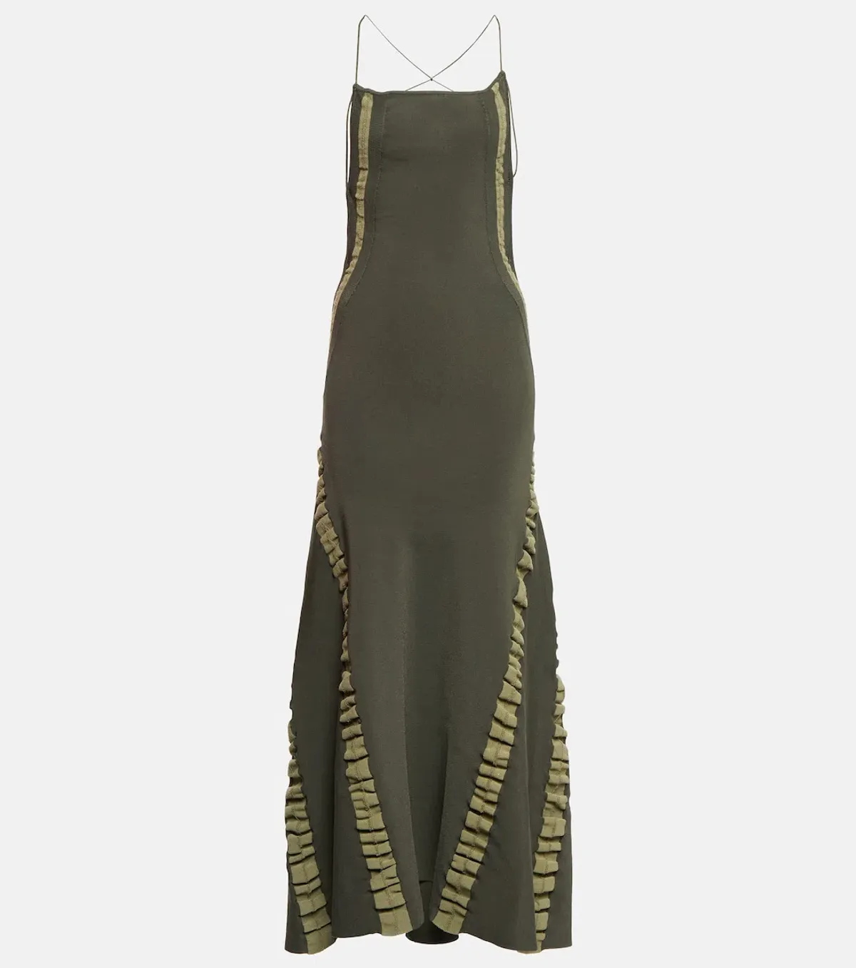 Jacquemus Maille Slip Maxi Dress Green Size 8 - Image 3