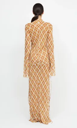 Bec & Bridge Sunflower Check Long Sleeve Maxi Dress Print Size 6 for rent on The Volte - image 2
