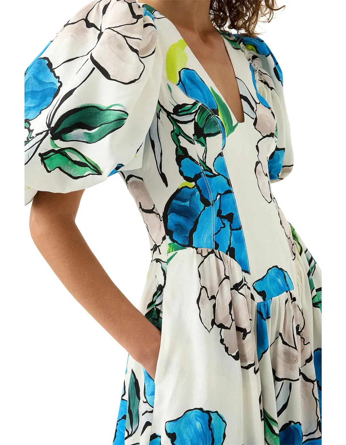 Aje Pedestal Corseted Midi Dress Floral Size 16 - Image 3