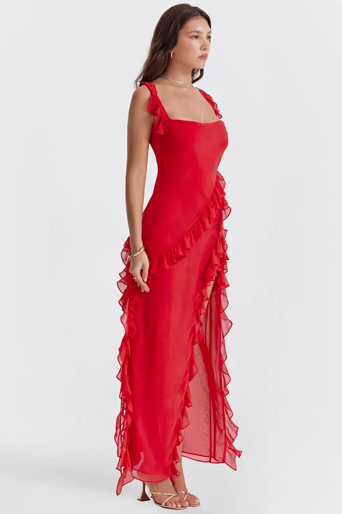 House Of CB Ariela Ruffle Maxi Dress Red Size XS / 6 - Image 9