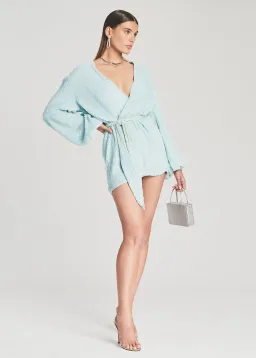 Retrofete Gabrielle Robe Baby Blue Sequin Size 10 for rent on The Volte - image 2