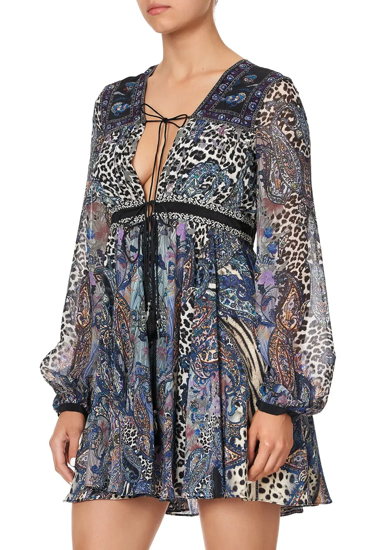 Camilla Short Peasant Dress Festival Express Print Size XS / AU 8 - Image 4