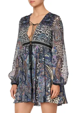 Camilla Short Peasant Dress Festival Express Print Size XS / AU 8 for rent on The Volte - image 4