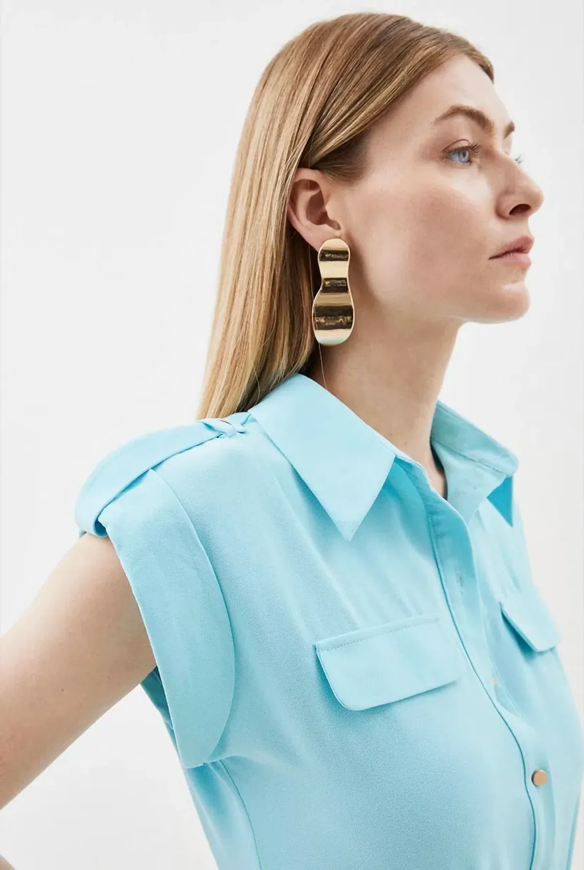 Karen Millen Colour Block Pleated Woven Midi Shirt Dress Multi Size 8 - Image 2