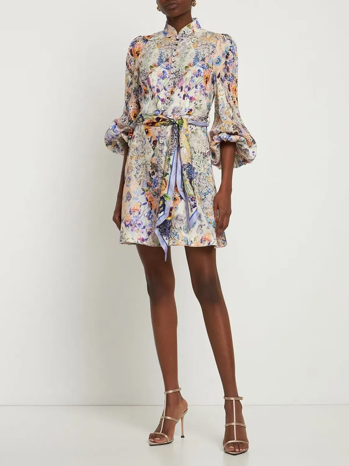 Zimmermann The Tama Belted Mini Dress in Diamond Splice Floral Size 0P / AU 6P  - Image 1