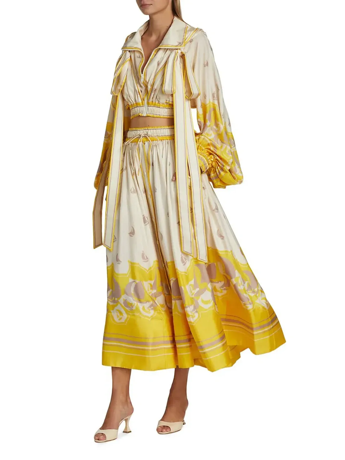 Zimmermann High Tide Crop Jacket and Skirt Set Print Size 4/Au 16 - Image 2