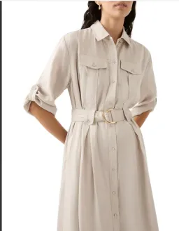 AJE Hope Midi Shirt Dress – colour sandstone beige size 8 for rent on The Volte - image 3