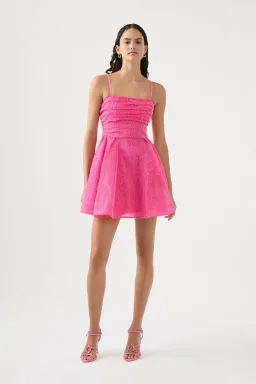 Aje Evangeline Cornelli Mini Dress Pink Size 6 for rent on The Volte - image 3
