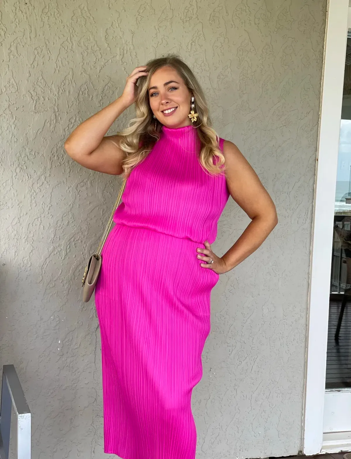 Issey Miyake Pleats Please Skirt And Top Pink Size AU 14 - Image 4