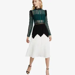 Self Portrait Panelled Lace Midi Dress Multi Size 8 for rent on The Volte - image 1