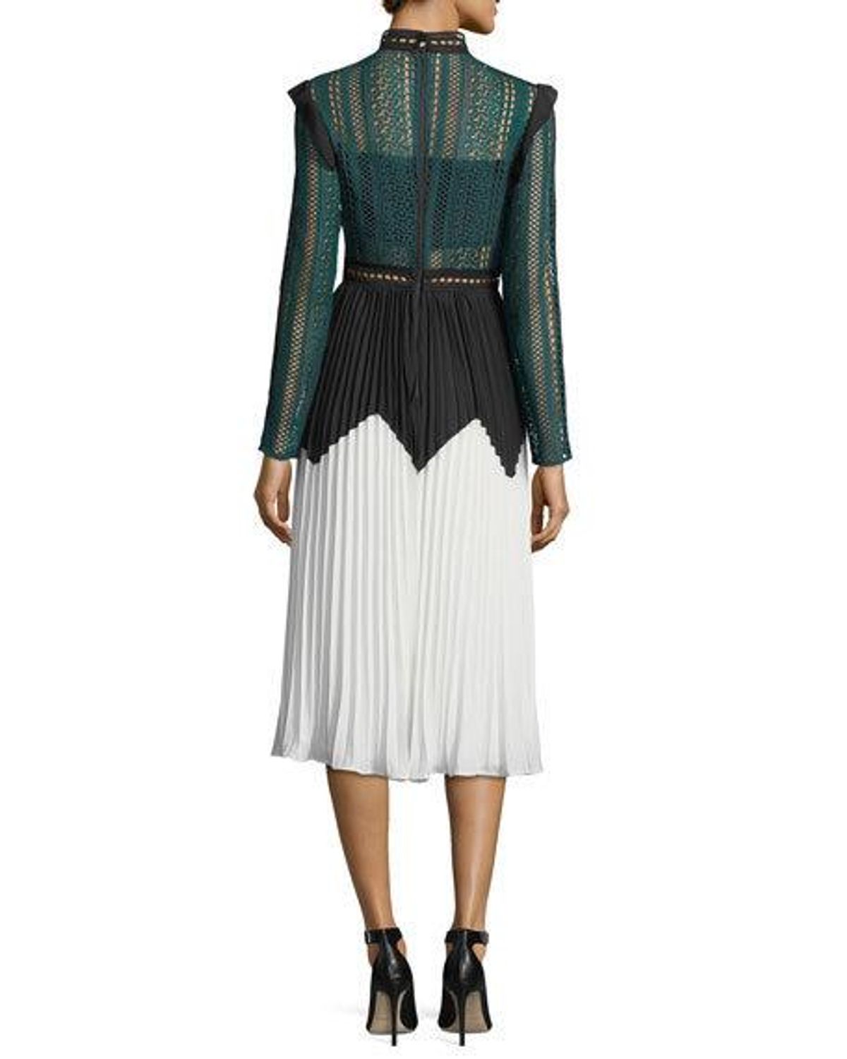 Self Portrait Panelled Lace Midi Dress Multi Size 8 - Image 3