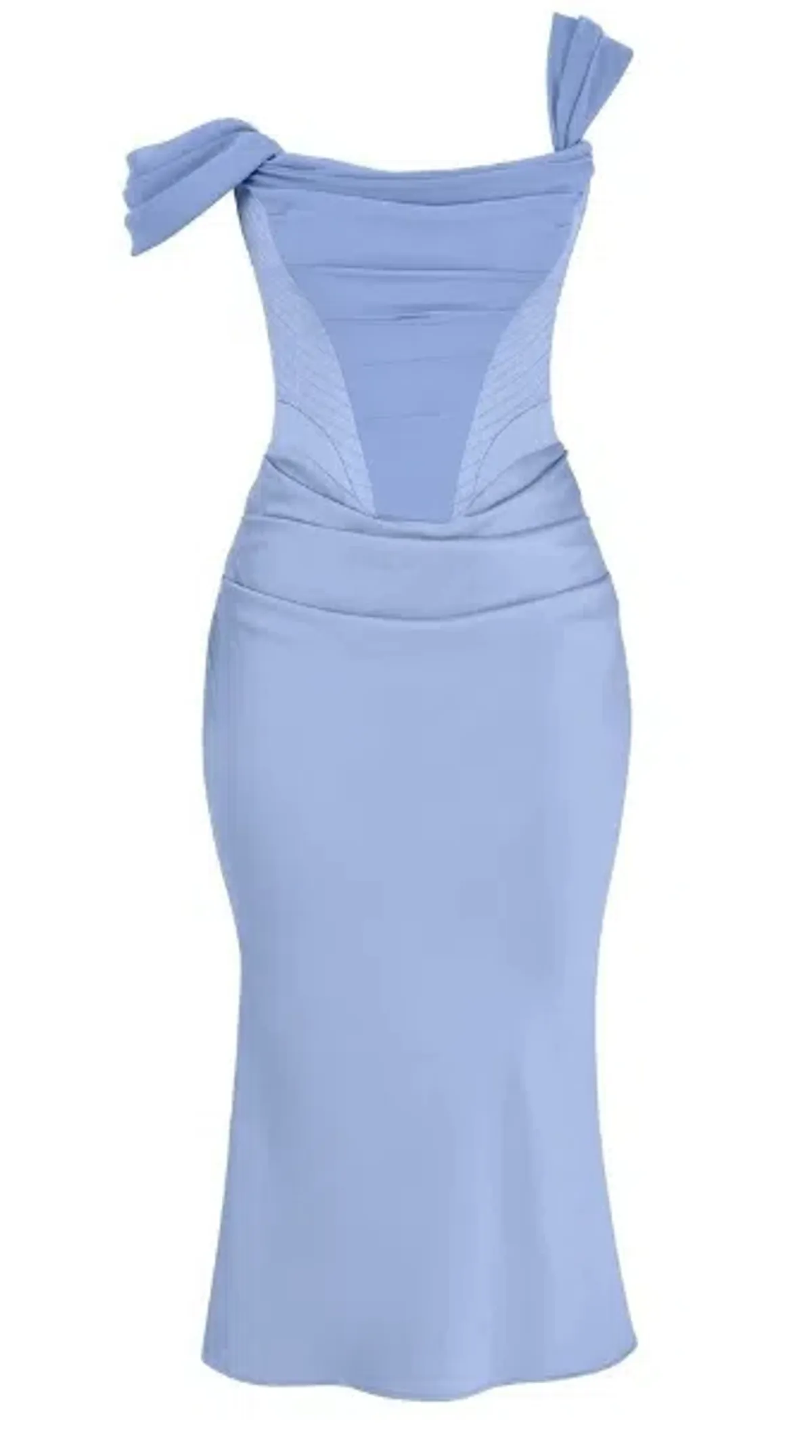 House of CB Natalya Sky Satin Corset Midi Dress Blue Size AU 6 - Image 4