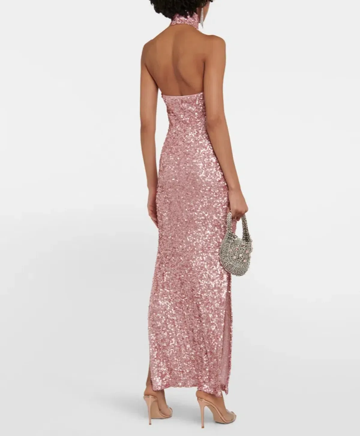 Rotate Birger Christensen Kasia Sequined Maxi Dress Pink Size 10 - Image 3
