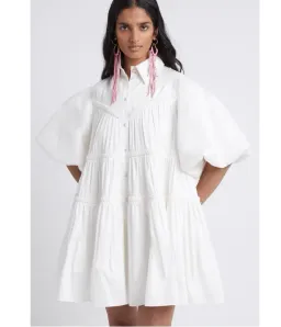 Aje Casabianca Puff Sleeve Shirt Smock Mini Dress Ivory Size L / AU 12 for rent on The Volte - image 2
