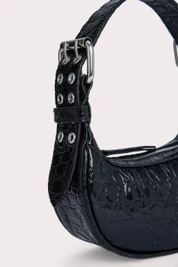 By Far Mini Soho Circular Croco Embossed Leather Bag  Black for rent on The Volte - image 3