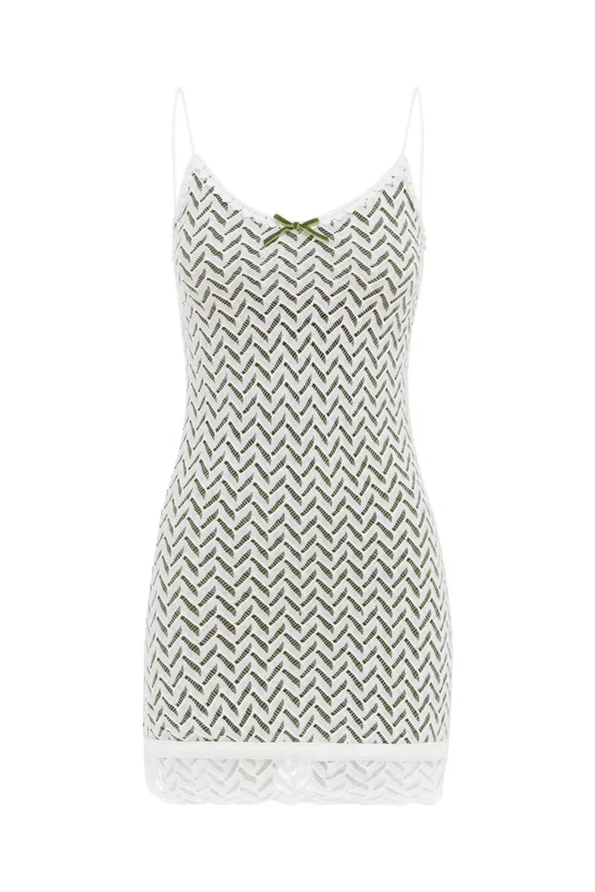 WithJean Mimi Dress White/Green Size 8 - Image 1