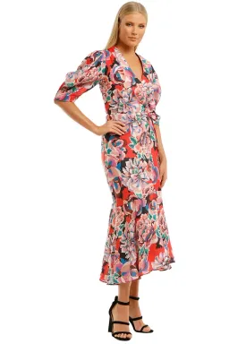 Ginger & Smart Flourish Wrap Dress Multi Print Red Size 12 for rent on The Volte - image 2