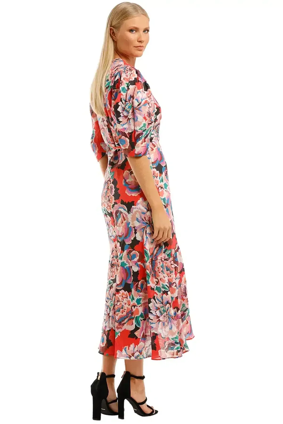 Ginger & Smart Flourish Wrap Dress Multi Print Red Size 8 - Image 3