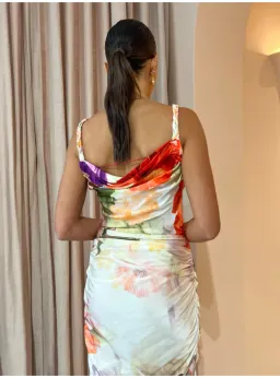 Leo Lin Rachel Cowl Neck Slip Dress Cascade Print Size AU 12 for rent on The Volte - image 3