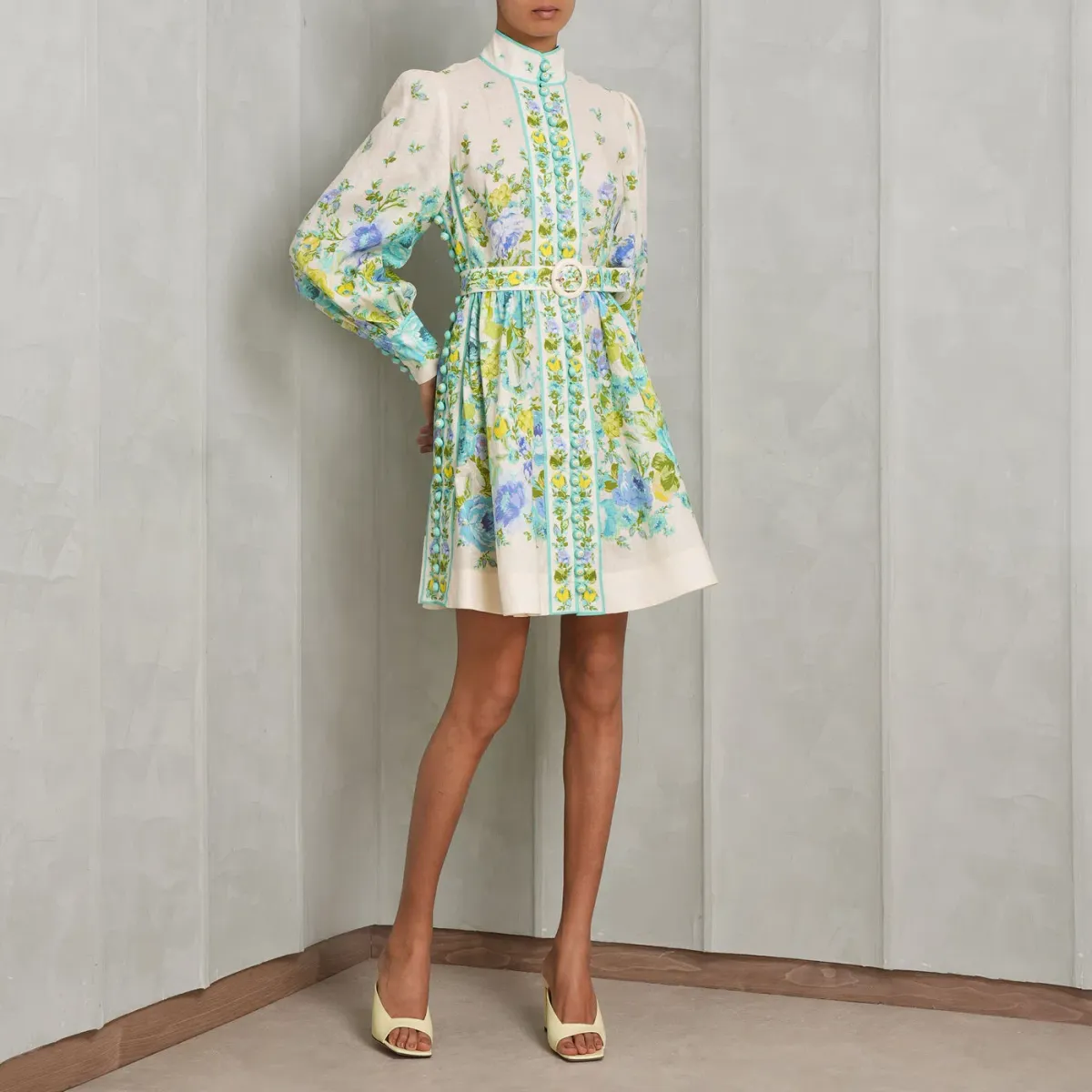 Zimmermann Raie Buttoned Mini Dress Floral Size 4/Au 14 - Image 1