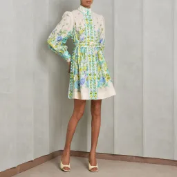 Zimmermann Raie Buttoned Mini Dress Floral Size 4/Au 14 for rent on The Volte - image 1