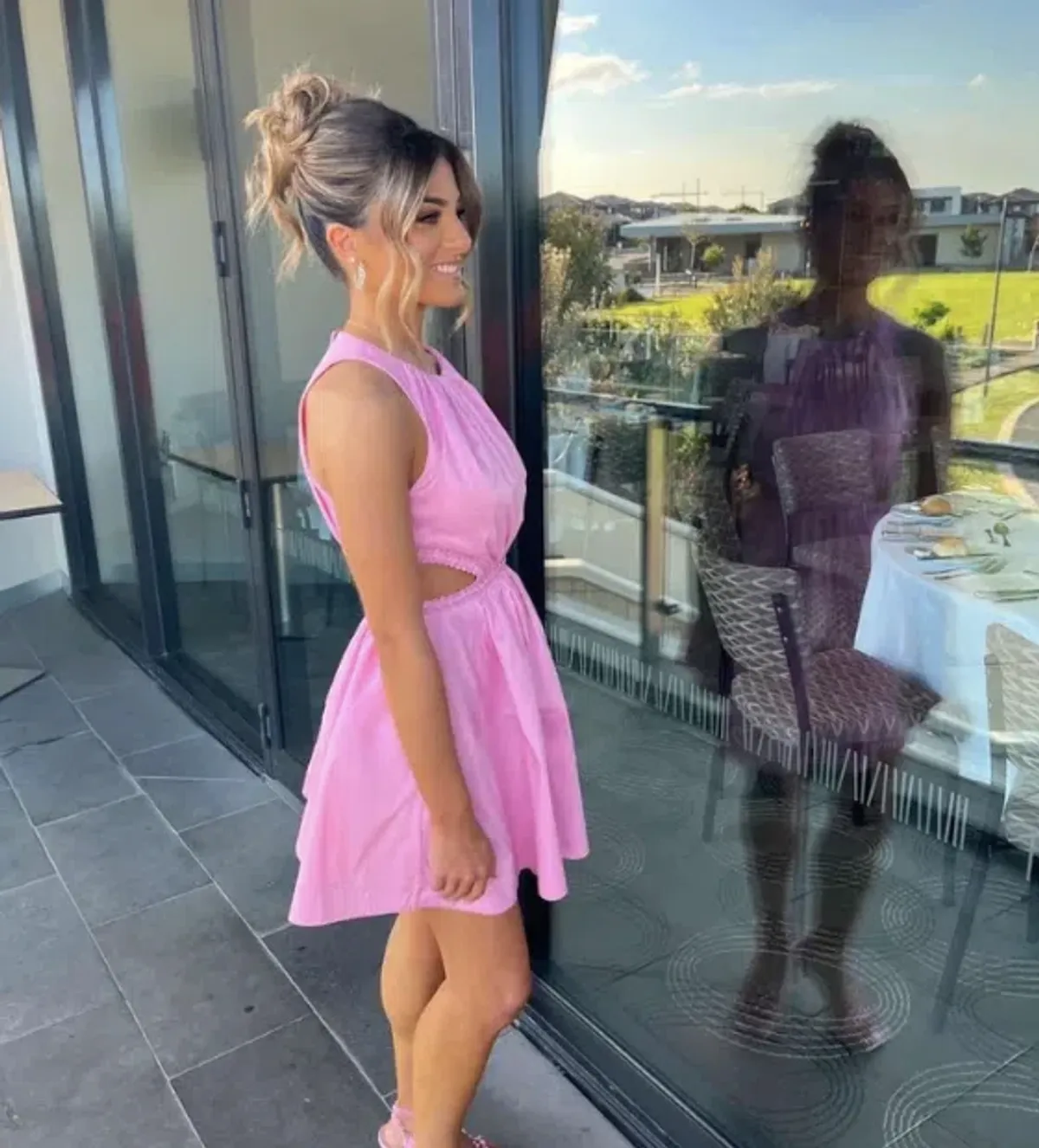 Aje Voyage Braided Cut Out Mini Dress Pink Size AU 10 - Image 4