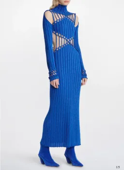 Dion Lee Braid Reflective Dress Blue Silver Size 8  for rent on The Volte - image 1