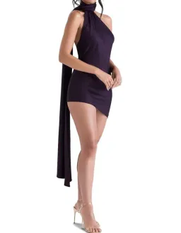House of CB Aida Asymmetric Wrap Neck Dress Night Shade Size 8 for rent on The Volte - image 3