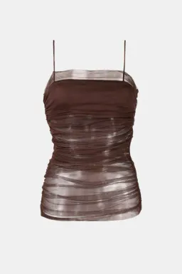 Christopher Esber Veiled Cami & Twisted Wrap Maxi Skirt Set Brown Size L/AU 12  for rent on The Volte - image 3
