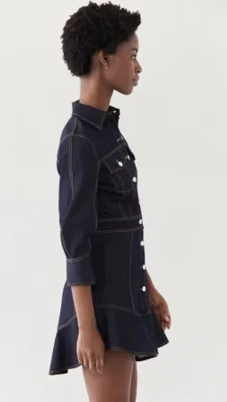 Brandon Maxwell Stretch Denim Button Down Dress Blue Size 2/Au 6 for rent on The Volte - image 3