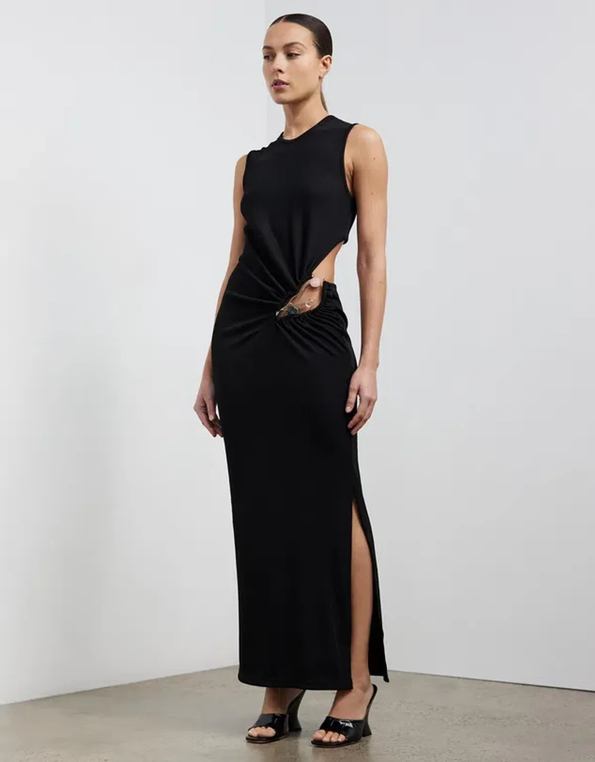 Christopher Esber Folia Float Buckle Tank Dress Midi Black Size 8 - Image 2