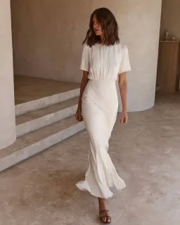 Dissh Campbell Oyster Midi Dress Cream Size 8 for rent on The Volte - image 3