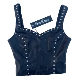 I.AM.GIA Luther Black Faux Leather Studded Corset Crop Top Size XS/Au 6 for rent on The Volte - image 5