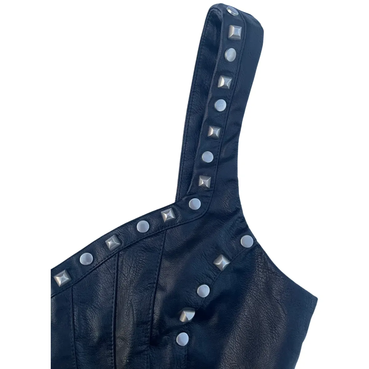 I.AM.GIA Luther Black Faux Leather Studded Corset Crop Top Size XS/Au 6 - Image 7