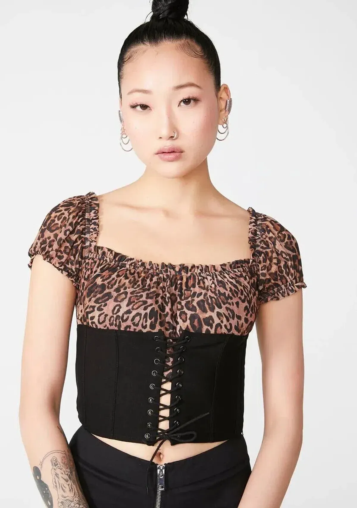 I AM GIA Leopard Rhia Corset Crop Top Size S/Au 8 - Image 1