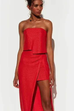 Manning Cartell Marvellous Creations Crop Bustier and Skirt Set Red Size 4/6 for rent on The Volte - image 2