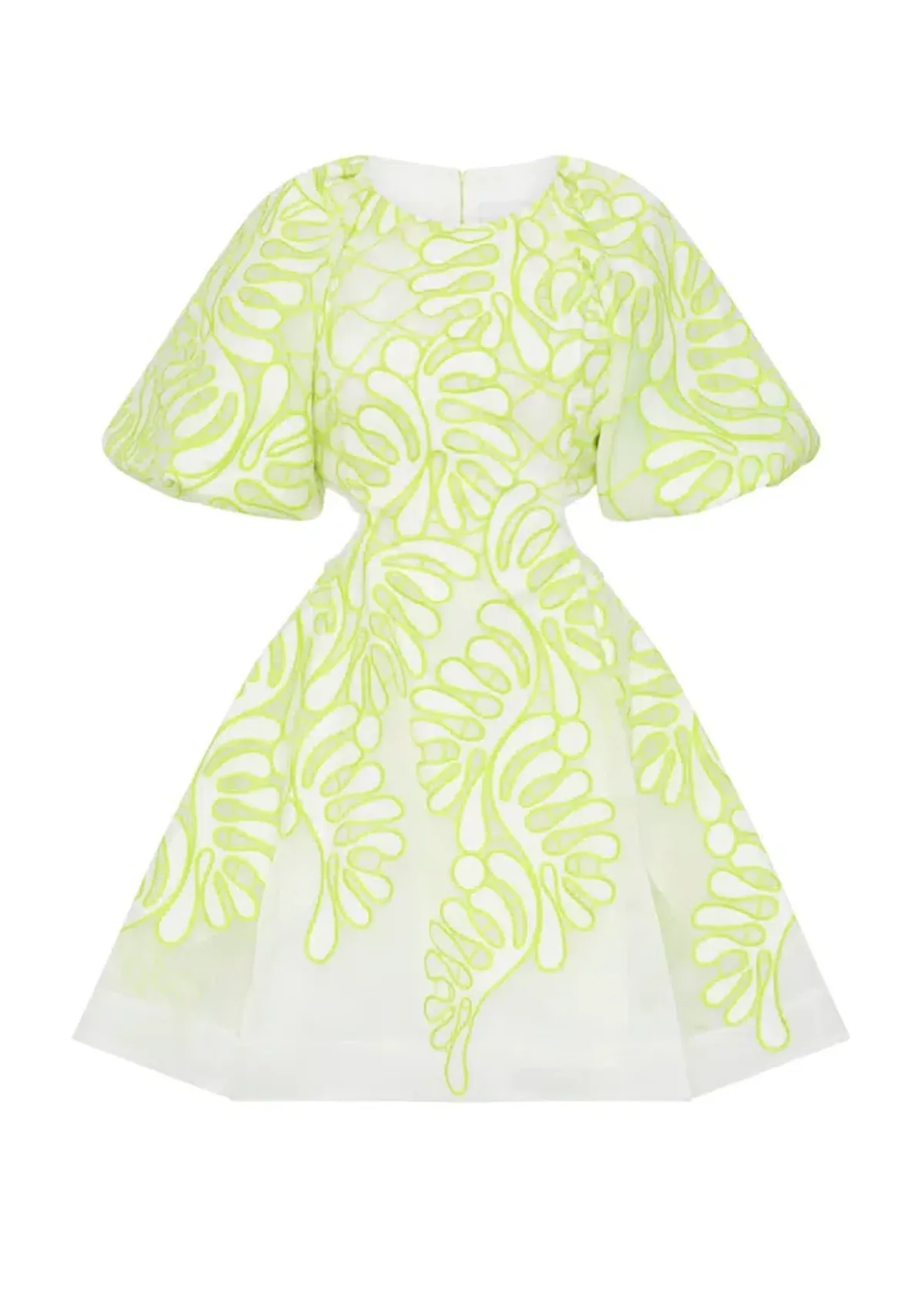 Aje Botanical Applique Mini Dress Ivory/Citrus Yellow Size XXS / AU 4 - Image 7