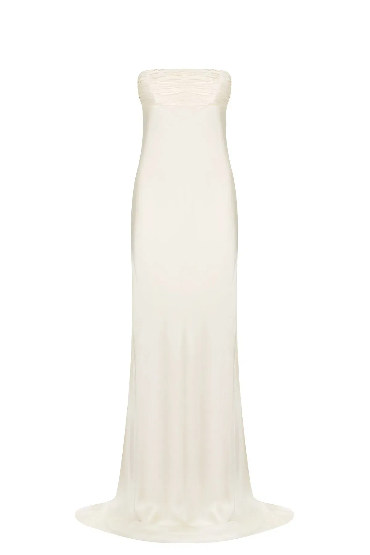 Shona Joy La Lune Strapless Ruched Bodice Maxi Dress in Cream Size 10 - Image 5