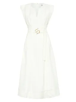 Aje  Beacon Structured Midi Dress Cream Size 10 for rent on The Volte - image 4