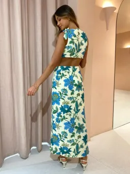 Sir the Label Alexandre Knot Midi Dress Marguerite Print Size 8 for rent on The Volte - image 3