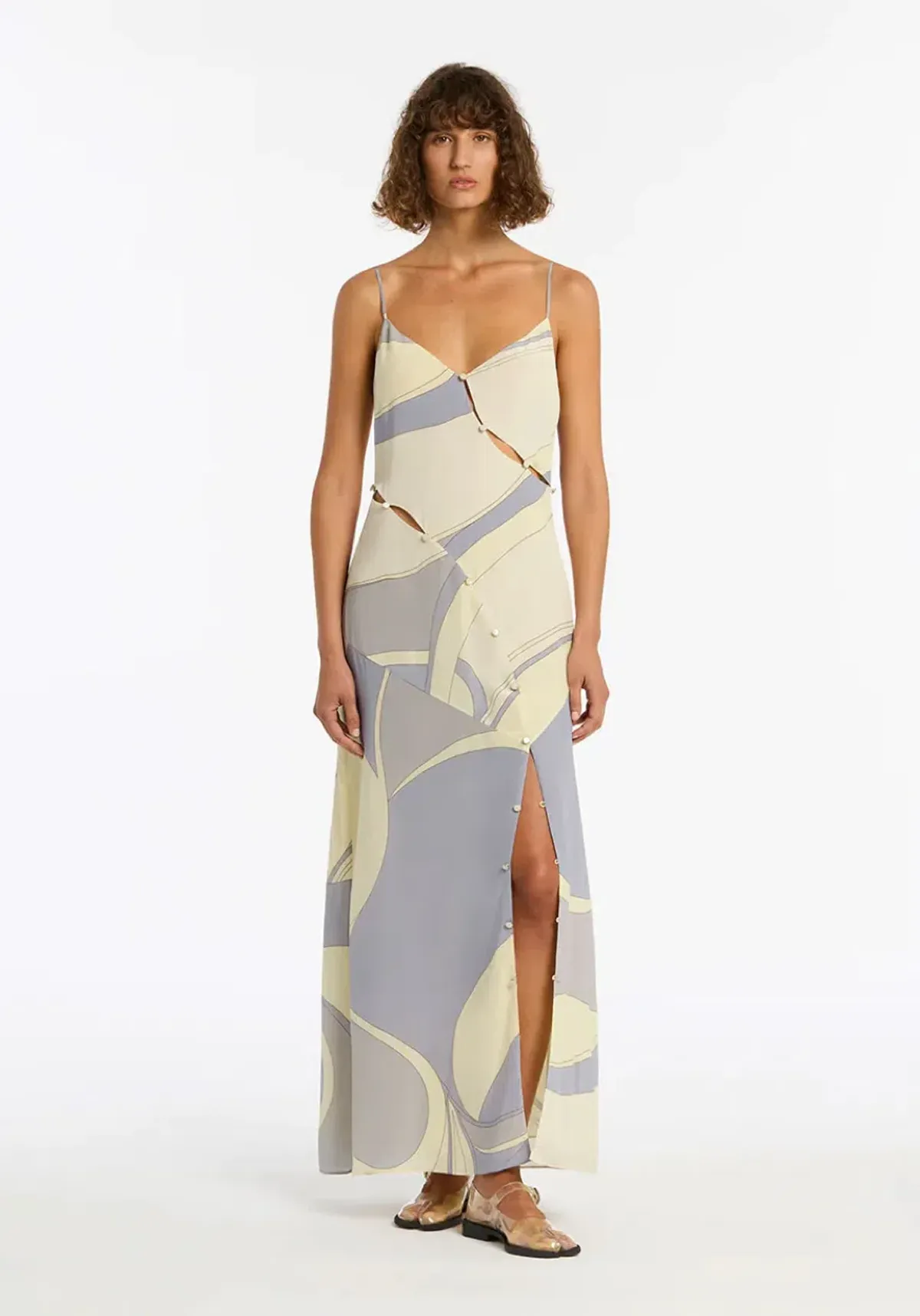 Sir the label Adrianna Buttoned Slip Dress Blue Multi Size 6 - Image 2