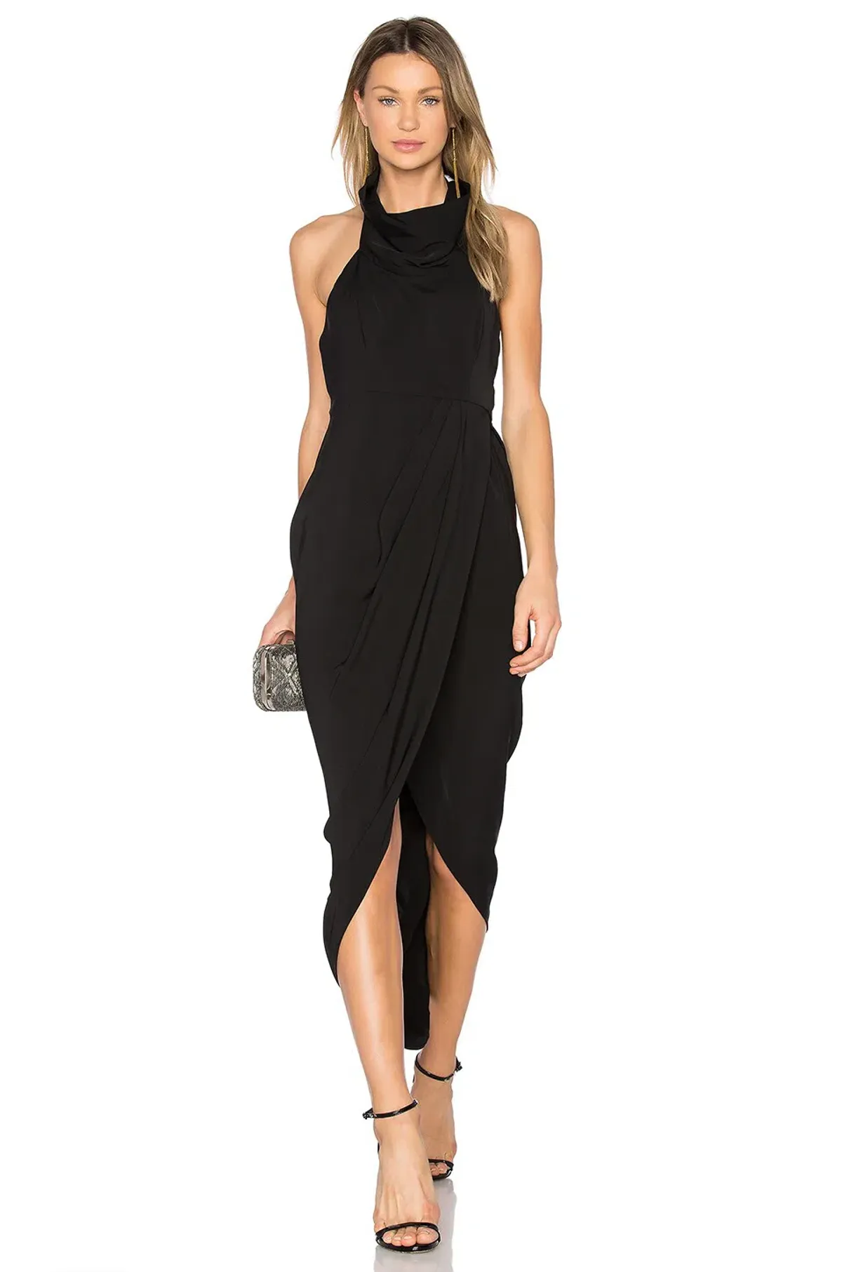 Shona Joy Funnel Neck Backless Maxi Dress Black Size 8 - Image 1