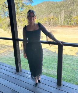 Bella Barnett Crana Mesh Midi Dress Black Size 6 for rent on The Volte - image 1