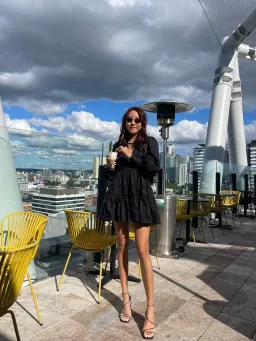 AJE Fallingwater Gathered Mini Dress Black Size 6 for rent on The Volte - image 4