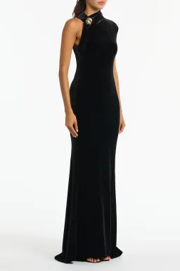 Carla Zampatti Velvet Button Gown Black Size 8  for rent on The Volte - image 2
