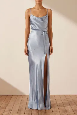 Shona Joy La Lune Bias Cowl Maxi in Powder Blue Size 6 for rent on The Volte - image 1