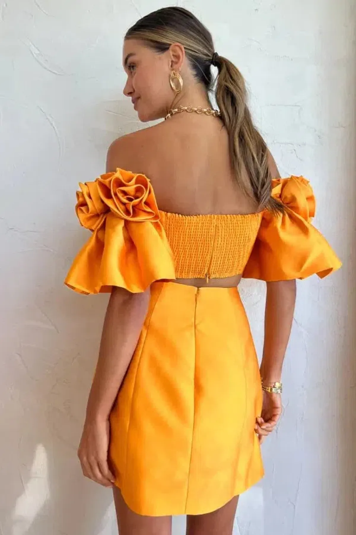 Alemais Macie Rosette Mini Dress in Tangerine Size S / AU 8 - Image 4